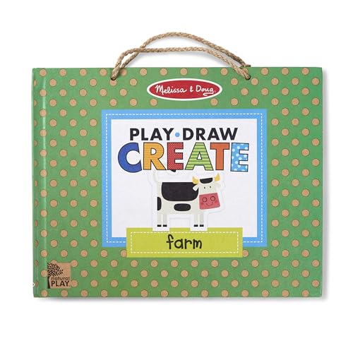 Melissa & Doug Natural Play: Play, Draw, Create Farm, Drawing Activity Set & Magnet Kit - Reusable Mess-Free Travel Activity Toy for Ages 3+(45 Magnets, 5 Dry-Erase Markers) - FSC Certified