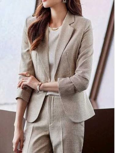 Image of Women's Cotton Blend Casual Printed Full Sleeve Collared Top and Pant Set with Blazer | Western Set for Women
