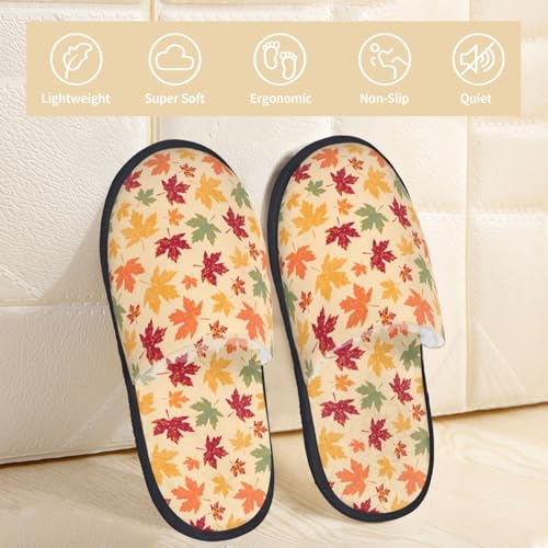 Autumn Maple Leaves Print Women Slippers Home Furry Shoes Keep Men Couples Shoes Warm For Women-3
