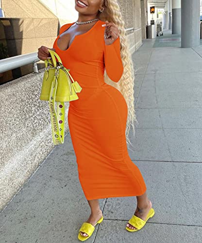 Image of Women Sexy Two Piece Skirt Outfits Long Sleeve /Sleeveless V Neck Bodycon Ribbed Knitted Maxi Club Party Dress