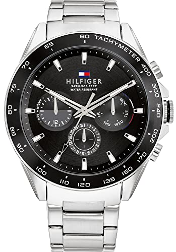 Tommy Hilfiger Multi Zifferblatt Quarz Uhr für Herren mit Silbernes Edelstahlarmband - 1791967