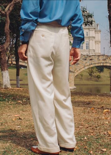 Men's Casual Lux Cotton Twill Pants Wide Leg Summer Pants for Men Lightweight Casual Vintage3