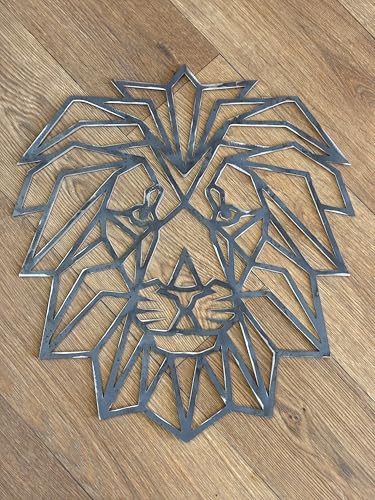 Décoration murale lion géométrique acier brut métal Art Déco - 2