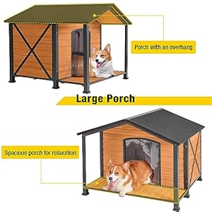 Aivituvin-Large-Dog-House-with-Anti-Chewing-Metal-Frame-Wooden-Dog-Kennel-for-Outdoor-with-Overhang-RoofLarge-Porch-Weatherproof-Roof - Cucciolini Doodles   Aivituvin-Large-Dog-House-with-Anti-Chewing-Metal-Frame-Wooden-Dog-Kennel-for-Outdoor-with-Overhang-RoofLarge-Porch-Weatherproof-Roof