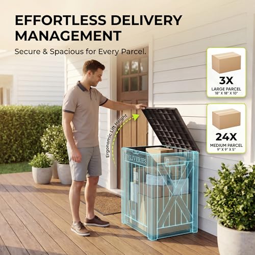 Image of Greesum 52 Gallon Deck Box, Waterproof Storage Container, Dark Brown