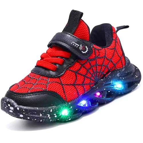 Vorkhuaeri Chaussures Lumineuses pour Garçons et Filles, Baskets de Marche LED Enfants, Baskets Clignotantes Mode, Chaussures Course Athlétiques (27,A-Red)