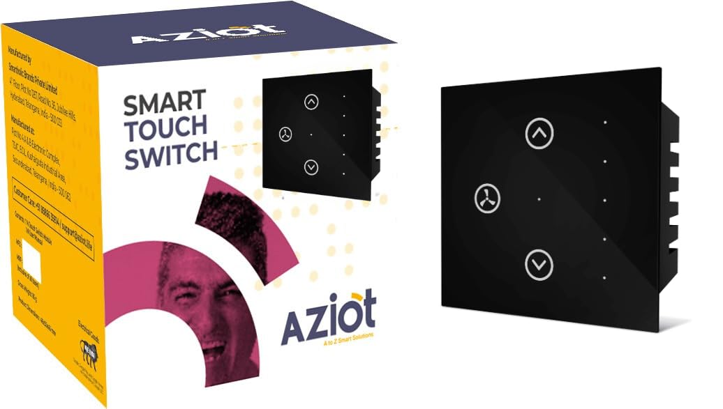 AZIOT SMART MODULAR 1 FAN REGULATOR TOUCH SWITCH - Glass (Not Acrylic): Elevate Your Home with Effortless Control (Fits in Anchor Roma Classic and similar plates) Not for BLDC fans (B0CR1GPS1L) Amazon Price History, Amazon Price Tracker