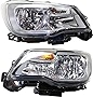 Evan-Fischer Headlight Assembly Compatible with 2017-2018 Subaru Forester Halogen Composite Clear Lens With bulb(s) Pair Driver and Passenger Side