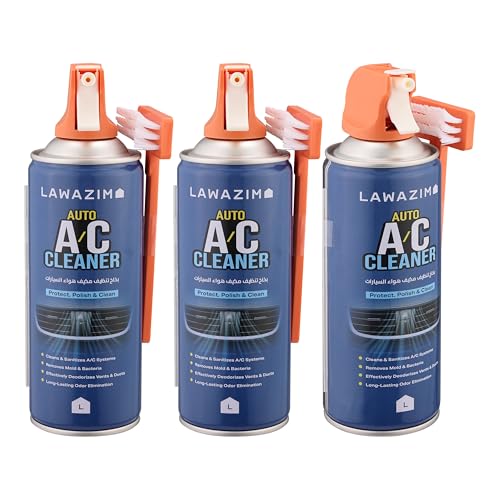 Lawazim Air-Con Cleanout Spray Set of 3-450ml- Evaporator & Heater Foam Cleaner with Mold & Bacteria Removal HVAC Coil and Vent Cleaning Odor Eliminator - for Car A/C Home Air Conditioners Systems