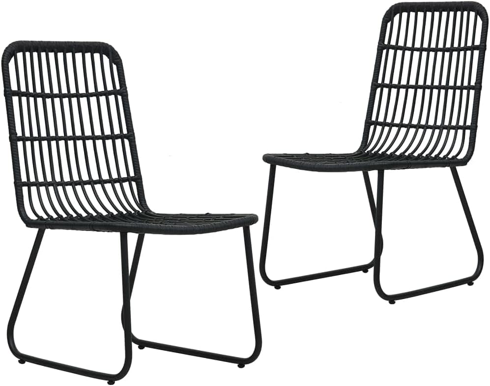 Patio Chairs 2 pcs,Camping Chair,Lawn Chairs,Club Chairs,Bistro Chairs,Lounge Chairs,High Back Chairs,for Garden,Backyard,Lawn,Porch,Poolside,Balcony,Poly Rattan Black
