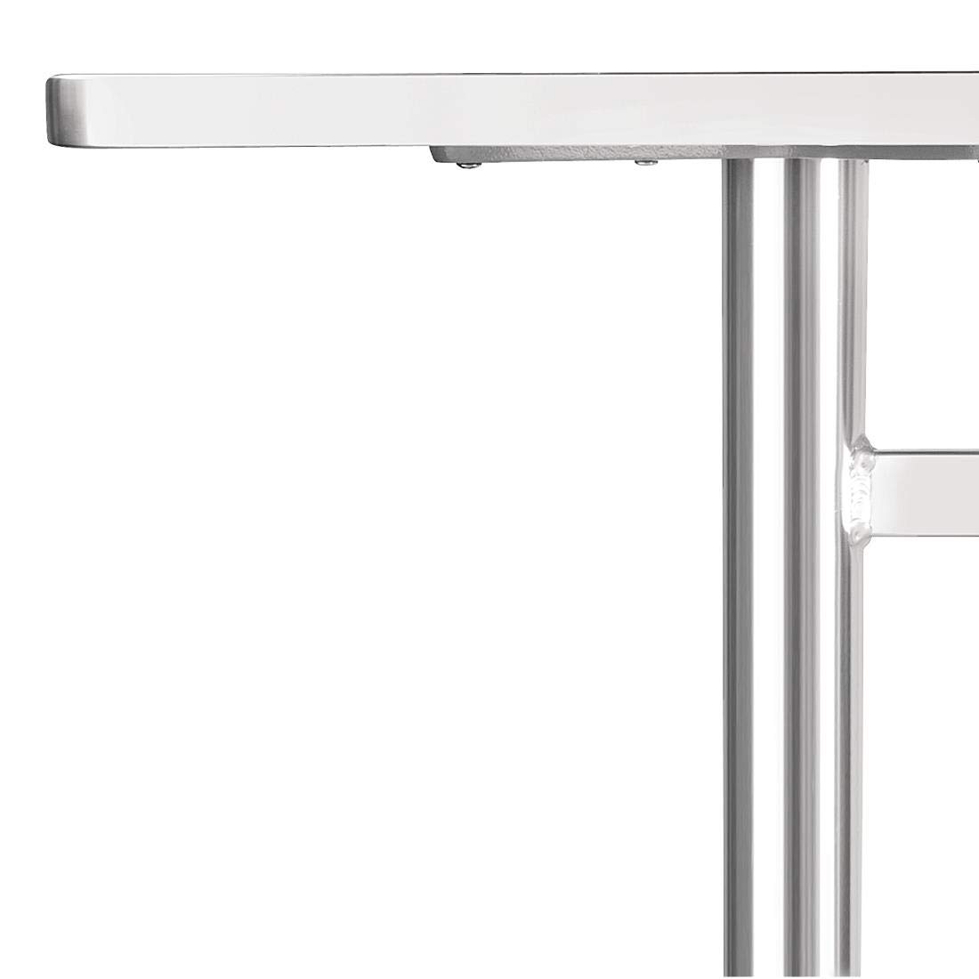 Bolero Table rectangulaire alu avec plateau inox et rebord alu 1200x600mm, gris, plateau en acier inoxydable et base en aluminium, taille: 750 (H) x 1200 (L) x 600 (P) mm, U432