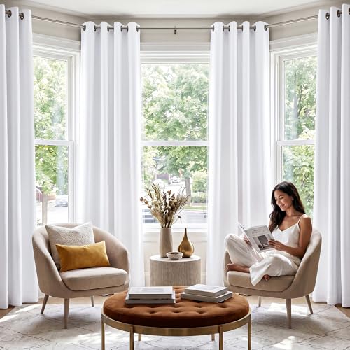 Image of NICETOWN 100% Blackout Window Curtain Panels, Cold and Full Light Blocking Drapes with Black Liner for Nursery, 84 inches Drop Thermal Insulated Draperies (White, 2 Pieces, 52 Wide Each Panel)