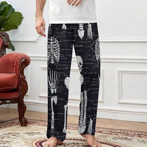 Skull Dark Skeleton Anatomy Pajama Pants with Pockets Print Loungewear Bottoms Soft Sleep Pants for Men Women3