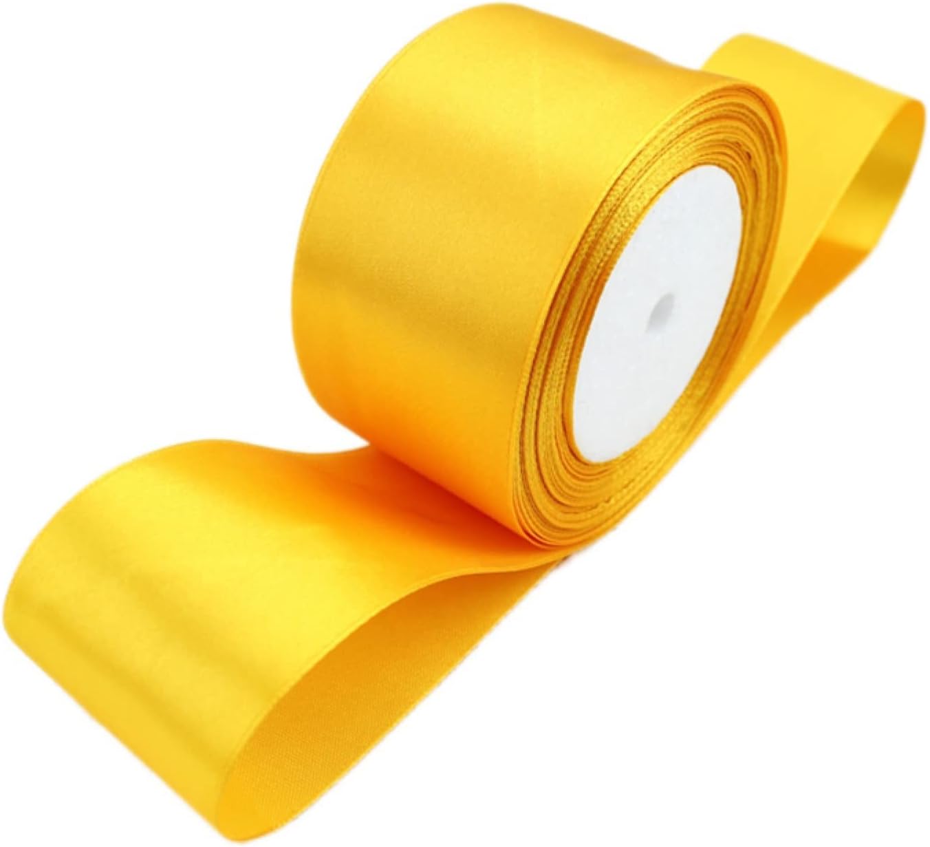 25 Yards/roll 50mm Orange Yellow Single Face Satin Ribbon