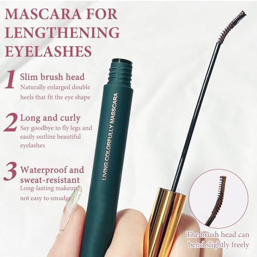 KDJXZ Thin Wand Mascara 2PCS,Burgundy Mascara,Iron Wand Mascara,Soft Mascara Brush Long Lasting Fiber Mascara Anti-Smear,Thick and Long Eyelashes Makeup Soft Mascara Brush(Berry Color) - Image 4