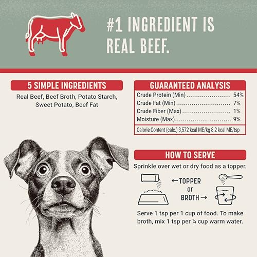 Image of BEAUMONT BASICS Flavors Dog Food Topper, Freeze-Dried, Grain-Free, (3 Pack), 3.1 oz - Beef Recipe