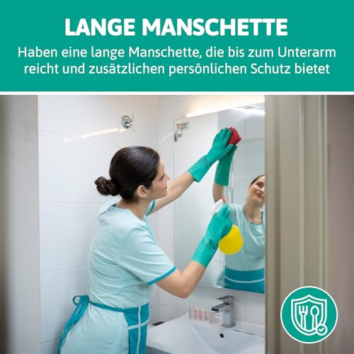 Ansell AlphaTec 37-300 Mehrzweckhandschuhe aus Nitril, Chemikalienschutz, Lebensmittel Geeignet, Wiederverwendbare Nitrilhandschuhe, Hausputz, Haushalt, Kochen, Grün, Größe L (12 Paar)