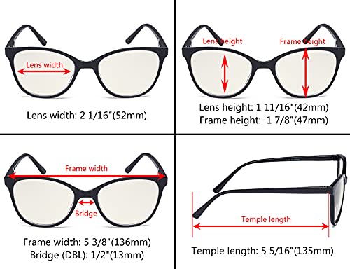 Image of Eyekepper 4 Pack Oversized Blue Light Filter Glasses - Cat Eye Design Computer Reading Glasses for Women Anti Screen Glare Blocking Digital Blue Rays +1.00