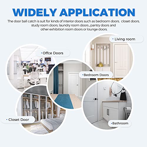 Ravinte Hardware Closet Door Ball Catch, Door Ball Catches For Interior Doors, Dual Adjustable Ball Bearing Catch With Stainless Steel Strike Plate, Invisible Strong Drive In Ball Latch, Silver 4 Pack #TOP1