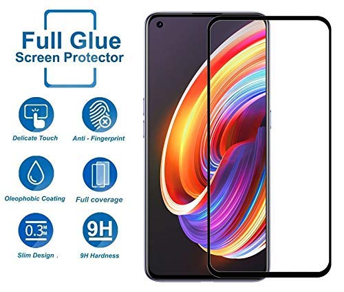 Image of Screen Protector for RealMe X7 Pro (Black) Tempered Glass Edge-to-Edge 6D Screen Guard With Installation Kit