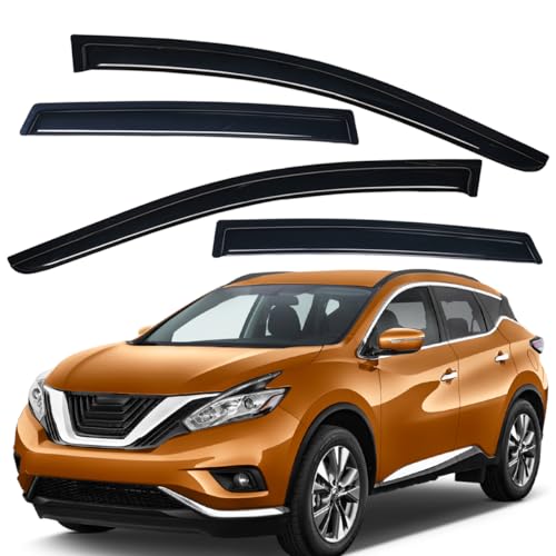 Lightronic Extra Durable Outside-Mount Auto Vent Window Visor, Fits 2015-2024 Nissan Murano, UV Protection Rain Guard, Original Wind Deflector, No-Drill Easy Install, Dark Smoke, 4-Pcs by Lightronic - Used condition - CA$9.63
