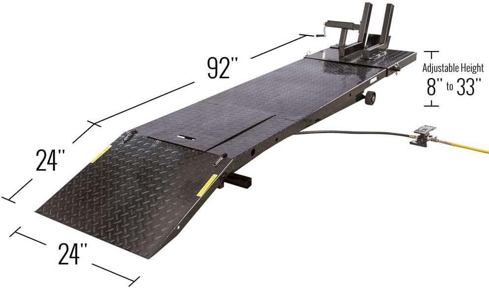 Black Widow BW-1000A-XL Extra-Long Motorcycle Lift Table with Center Jack : Automotive