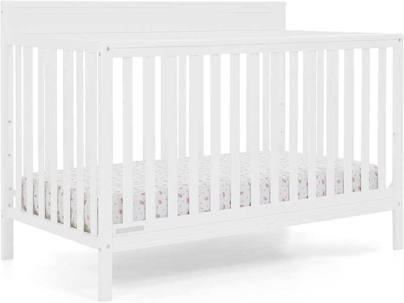 Cuna convertible 6 en 1 Isabelle, se convierte en cama para niños pequeños, diván, sofá y cama matrimonial con/sin reposapiés, certificación Greenguard Gold, alturas de colchón, Bianca White