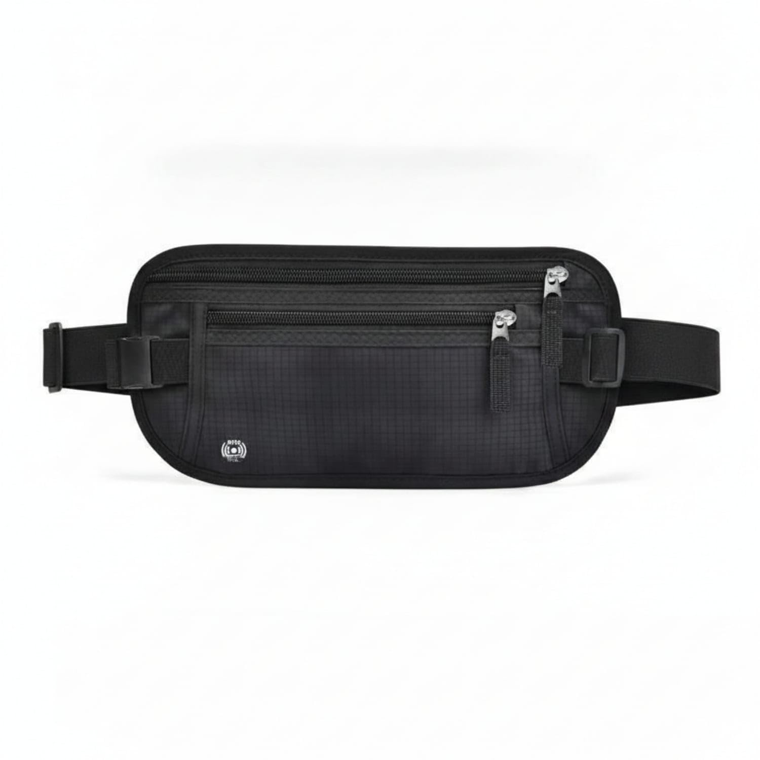Multiple Pockets RFID-Blocking Blocking Hip Bag Textured Passport Waist Bag, Black-image-13