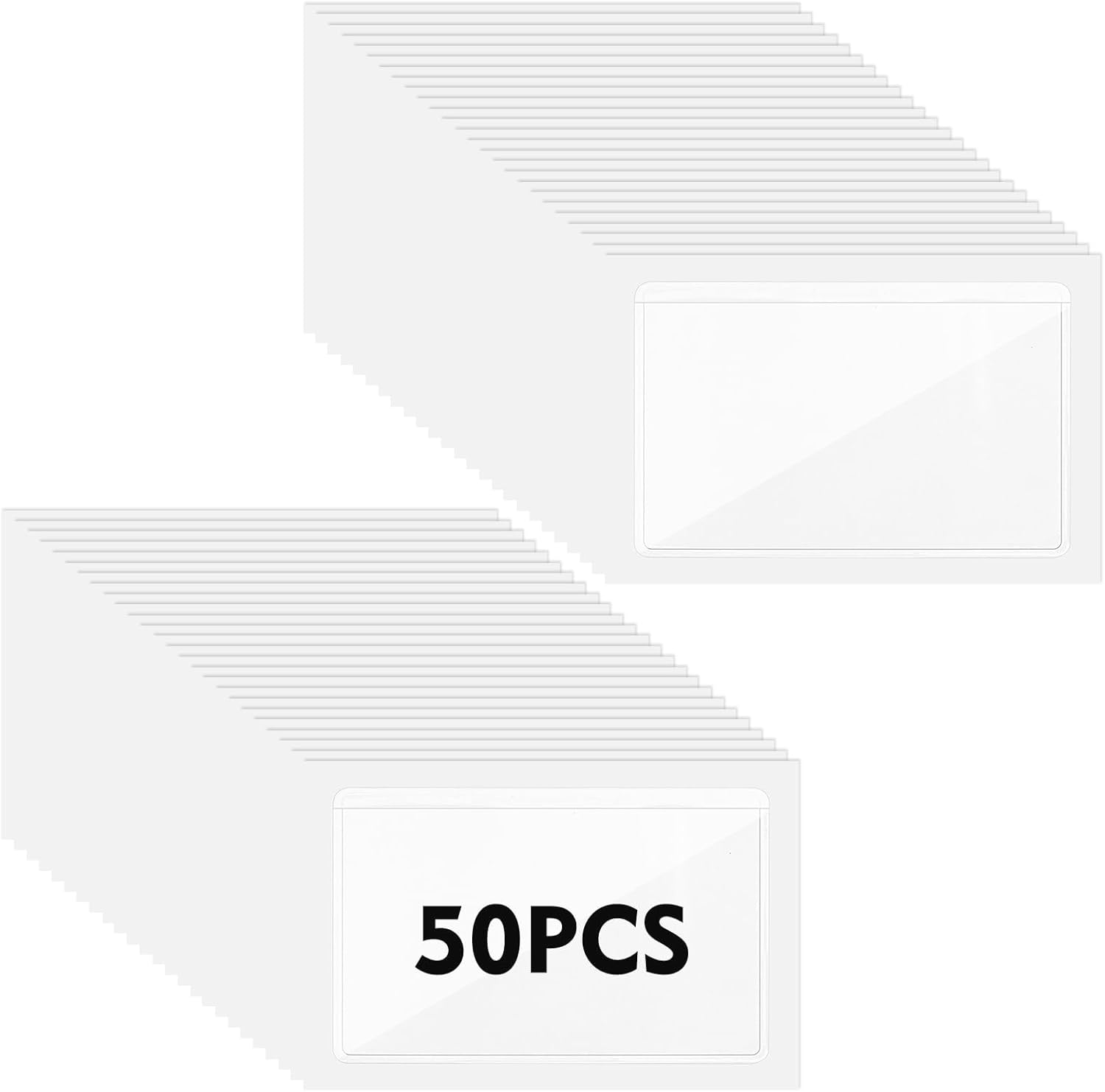 Thinp 50 Pack Self Adhesive Index Card Pockets,Clear Plastic Label