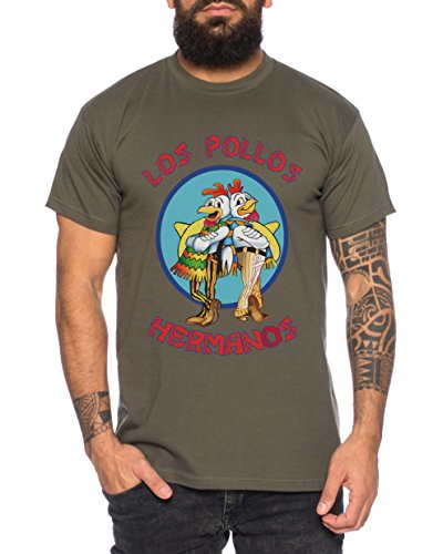 WhyKiki Los Pollos T-Shirt pour Homme Hermanos Bad Heisenberg Breaking, Farbe2:Khaki;Größe2:M