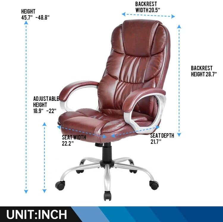 Miniatura 3 de Silla de oficina para computadora, respaldo alto, ergonómica, ajustable, silla de escritorio giratoria de piel sintética ejecutiva con reposabrazos,