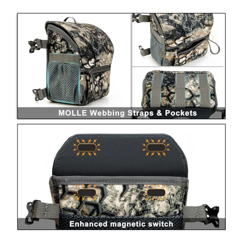 Image of MOXULE Binocular Harness Chest Pack: Bino Case, Magnetic Lid, Rain Cover | Silent one-hand access, water-resistant fabric, MOLLE webbing for hunting, birdwatching and hiking, Model: BINO Lite