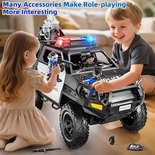 MSKOLER Police Car Toys for Boys 3-5, Play Vehicles for Boys Girls Ages 3-12 with Light and Sound, Role Playing Police Truck Toys, Toddler Truck Gifts for Kids Ages 4-8