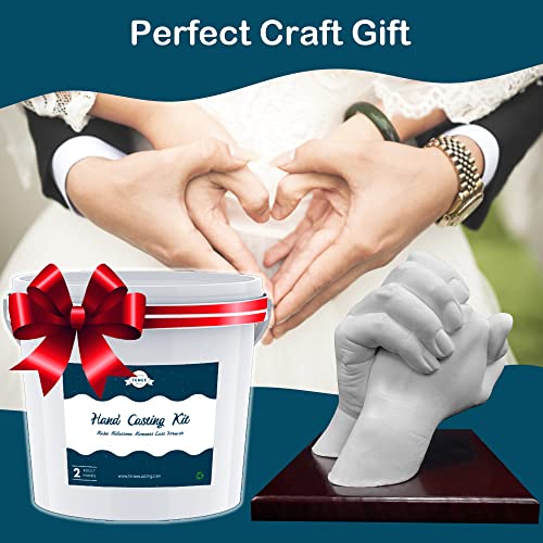 Hand Casting Kit Couples & Hand Molding Kit For Adults, Keepsake Hand Mold Kit Couples For Holiday Activities, Wedding, Friends Couples Gifts - 3 Paint (Black, Gold, Silver) & With Base & Card Stand #TOP3
