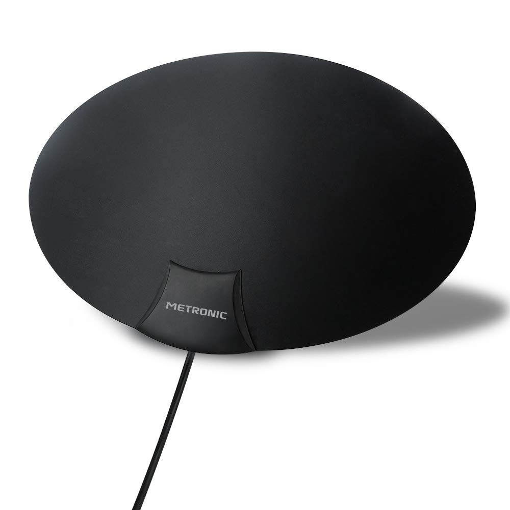 METRONIC 416962 Antenne Intérieure Meilleure Reception TNT Compatible 4K UHD - 694 MHz Filtre 4G / 5G - Facile à Installer et Puissante - Face Noire ou Blanche