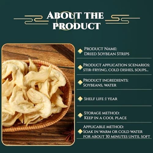 Dried Tofu Skin Strips - Handmade Chinese Dried Soy Strip, Soy Chunks | 8.82 OZ Resealable Jar | Vegan Soybean Strips, Gluten-Free | Asian Cooking, Stir Fry & Hot Pot Essential