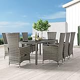 ArtLife Polyrattan Sitzgruppe Rimini Plus 9-teilig grau-meliert Gartenmöbel Set mit Tisch 8 Stühlen Kissen - 3