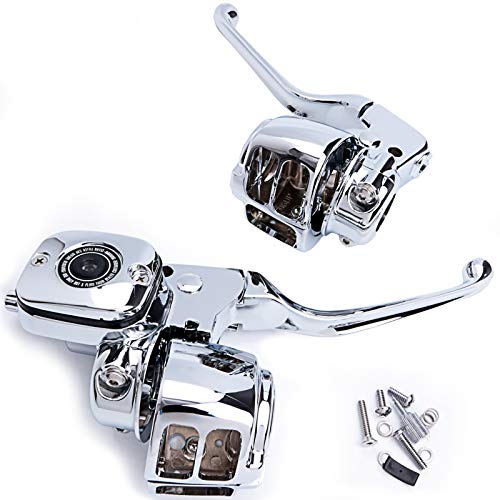 Chern Yueh Handlebar Hand Control Kit 9/16 Inch Bore Master Cylinder for 96-06 Single Disc Harley Softail Dyna (Chrome)