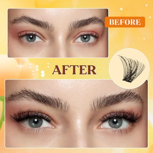 QUEWEL Self Adhesive Lash Clusters Kit, Pre Glued Eyelashes Clusters, 10-16MM Strong Hold Self Adhesive Eyelashes,D Curl Press On Lashes No Glue Needed DIY Lash Extensions Kit at Home(MJ07) — view 4