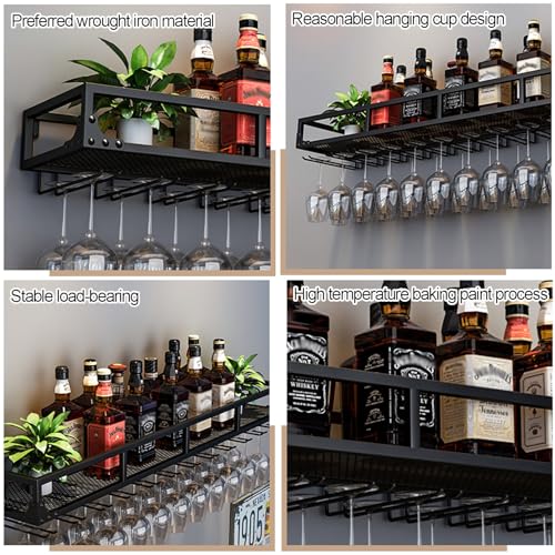 Support de rangement multifonctionnel pour vin et verres, structure métal premium - 4