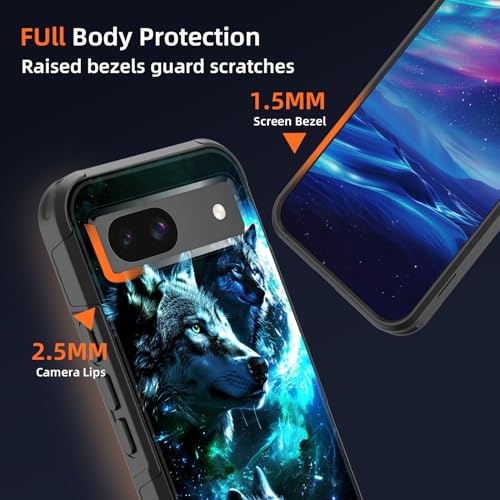 GFEWYTJYJ for Pixel 8a Case,[10 FT Military Grade Drop Protection] Non-Slip Heavy Duty Shockproof Phone Case for Google Pixel 8a 6.1 Inch 2024,Galaxy Wolf - image 4