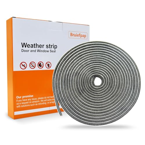 Bruiefpap 24.6FT Weather Stripping for Doors and Windows, Self-Adhesive Soundproofing Door Seal, Door Insulation for Sliding, Exterior, Frames and Front, 0.35'' Wide x 0.6'' Thick, Grey