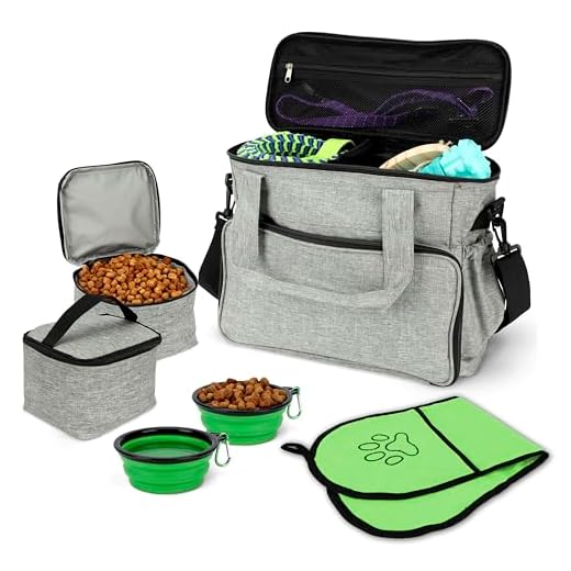 Belle Vous Sac de Voyage pour Chien avec Gamelles Pliables - Sac de Transport avec Poches Multifonctions - Rangement Accessoires pour Animaux de Compagnie - Chien et Chat