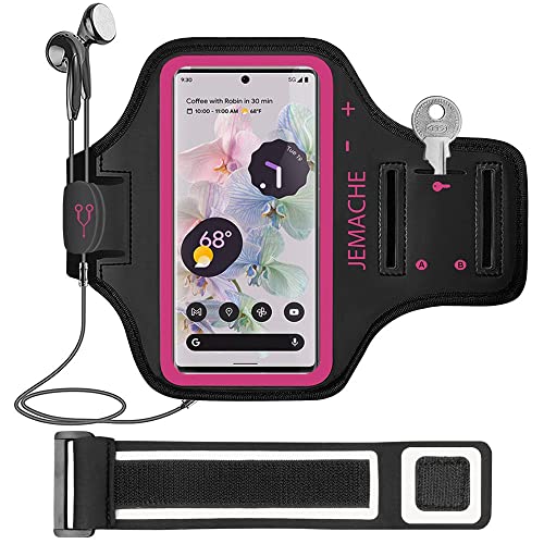 Pixel 10 9 Pro Armband, JEMACHE Water Resistant Gym Running Workouts Phone Arm Band for Google Pixel 10Pro 9Pro 10 9 8 7 9a 8a 7a (Rosy)