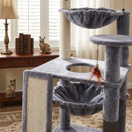 Torre rascador para gatos interior gris 36.22 in miniatura 4