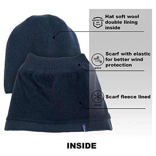 Braxton Hats Scarf Set Women - Knit Dark Royal Blue Slouchy Navy Beanie Neck Warmer - Wool Fleece Cap Scarfs #TOP1