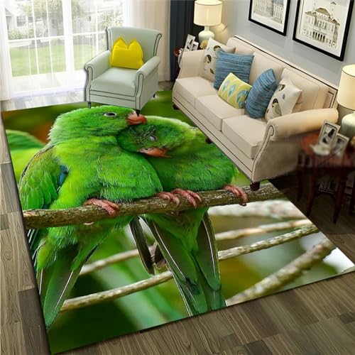 Tapis lavable oiseaux 3D avec impression haute définition et envers en caoutchouc isolant - 2