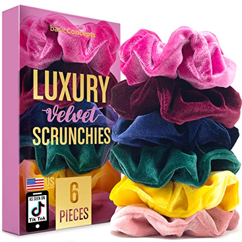 6 Big Scrunchies for Hair, Luxury Velvet Hair Scrunchies, Oversized Scrunchie Set, Giant Scrunchies, Extra Large Scrunchies, Large Scrunchies for Hair - Hair Scrunchies for Thick Hair & Thin Hair