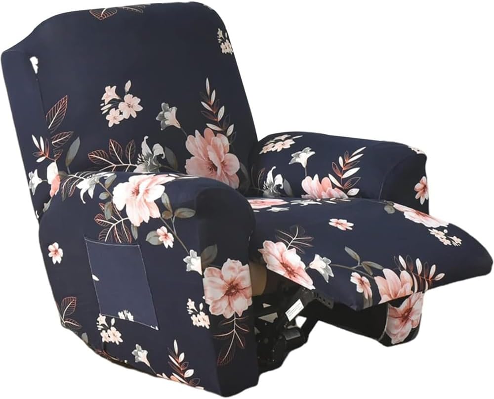 Recliner Slipcovers Stretch Recliner Cover 4-Pieces 1Seat Recliner Chair Covers Printed Lazy Boy Chair Covers Fitted Non Slip Reclining Recliner Couch Covers Furniture Protector for Living Room