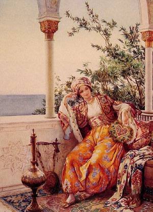 Peinture à l'huile Simonetti On The Balcony tableau toile 30x36